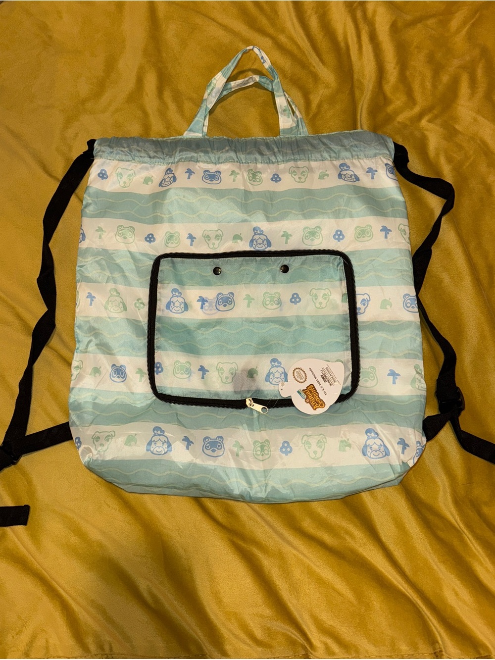 Animal Crossing Striped Character Drawstring Backpack